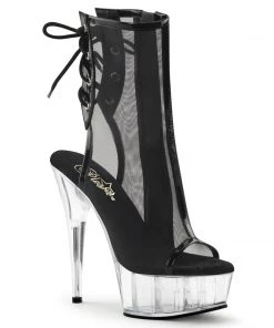 Pleaser Direct Delight 1018MSH Mesh Black Ankle Boots