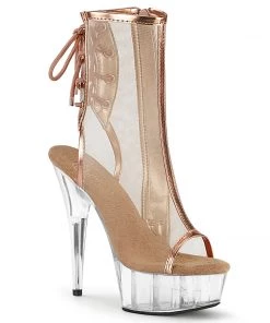 Pleaser DELIGHT 1018MSH Rose Gold Vegan Ankle/Mid-Calf Boots