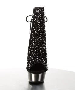 Pleaser Direct Delight 1018RS Black Rhinestone Ankle Boots Larger Size Shoes