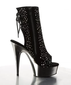 Pleaser Direct Delight 1018RS Black Rhinestone Ankle Boots Larger Size Shoes