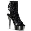 Pleaser Direct Delight 1018RS Black Rhinestone Ankle Boots Larger Size Shoes
