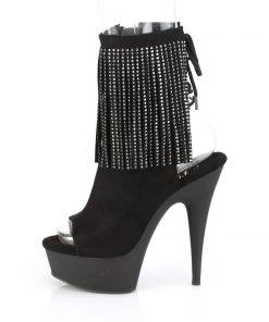Pleaser Direct Platform Shoes Delight 1018RSF Black Fringe Ankle Boots