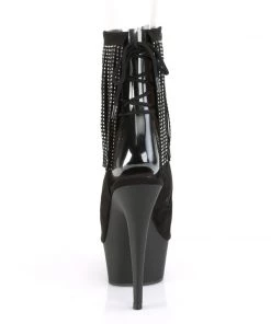 Pleaser Direct Platform Shoes Delight 1018RSF Black Fringe Ankle Boots