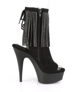 Pleaser Direct Platform Shoes Delight 1018RSF Black Fringe Ankle Boots