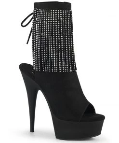 Pleaser Direct Platform Shoes Delight 1018RSF Black Fringe Ankle Boots