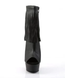 Pleaser Direct Platform Shoes Delight 1019 Black Fringe Ankle Boots