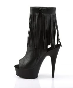 Pleaser Direct Platform Shoes Delight 1019 Black Fringe Ankle Boots