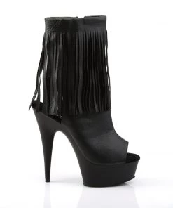Pleaser Direct Platform Shoes Delight 1019 Black Fringe Ankle Boots