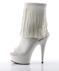 Pleaser Direct Delight 1019 White Fringe Ankle Boots Platform Shoes 7 Pleaser Direct Delight 1019 White Fringe Ankle Boots Platform Shoes
