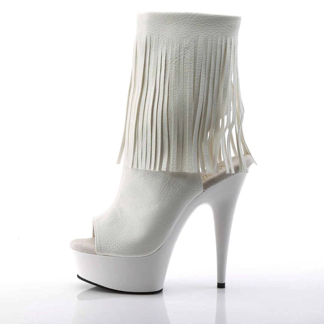 Pleaser Direct Delight 1019 White Fringe Ankle Boots Platform Shoes 3 Pleaser Direct Delight 1019 White Fringe Ankle Boots Platform Shoes