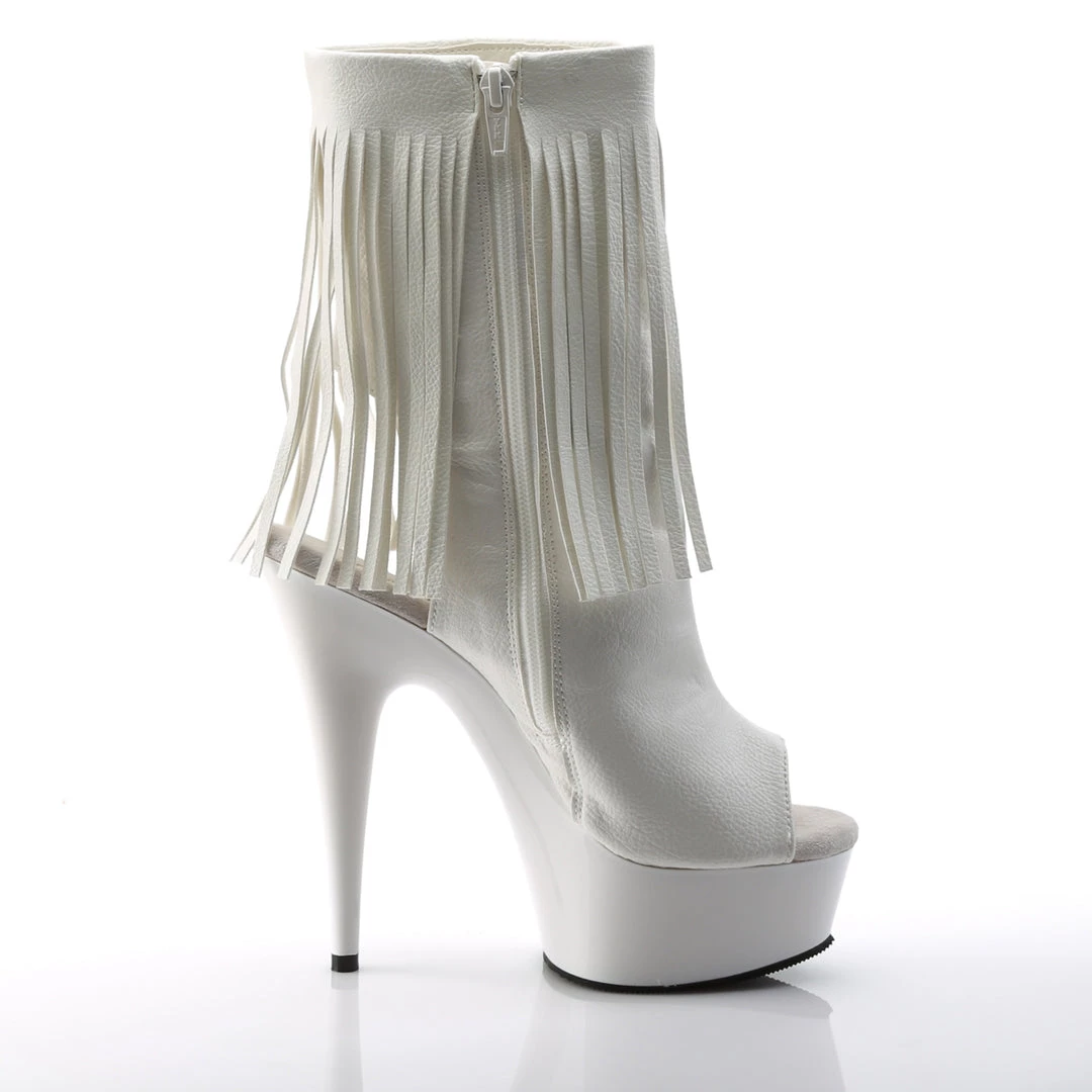 Pleaser Direct Delight 1019 White Fringe Ankle Boots Platform Shoes 5 Pleaser Direct Delight 1019 White Fringe Ankle Boots Platform Shoes