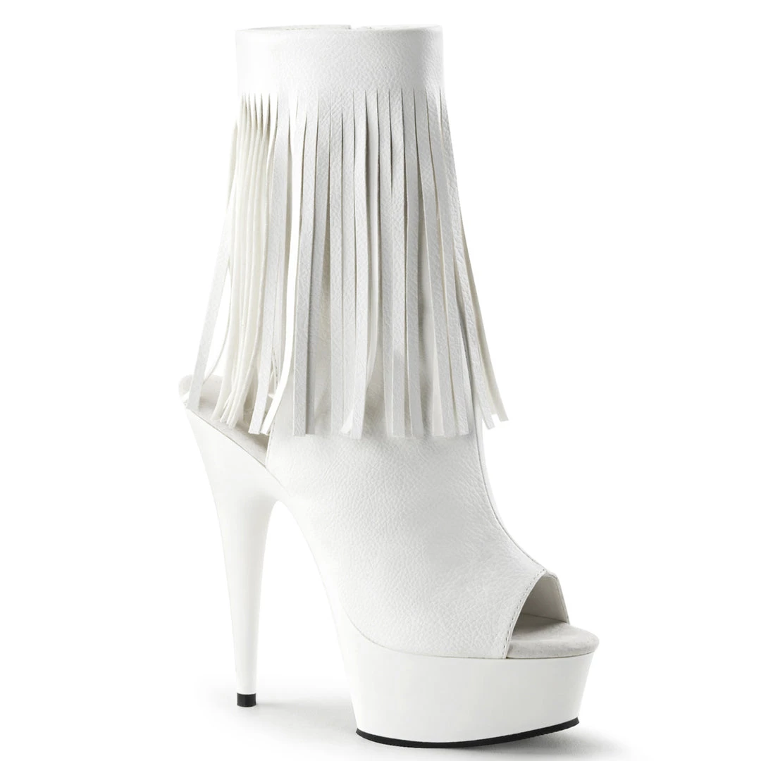 Pleaser Direct Delight 1019 White Fringe Ankle Boots Platform Shoes 1 Pleaser Direct Delight 1019 White Fringe Ankle Boots Platform Shoes