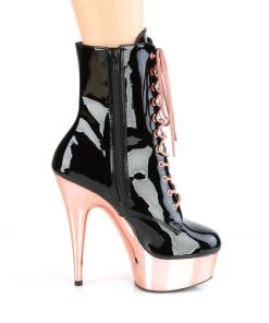 Pleaser Direct Delight 1020 Black Patent And Rose Gold Chrome Ankle Boots Larger Size Shoes 9 Pleaser Direct Delight 1020 Black Patent And Rose Gold Chrome Ankle Boots Larger Size Shoes