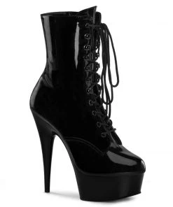Pleaser Direct Delight 1020 Black Patent Ankle Boots Larger Size Shoes
