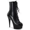 Pleaser Direct Delight 1020 Black Leather Ankle Boots