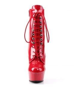 Pleaser Direct Larger Size Shoes Delight 1020 Red Patent Ankle Boots