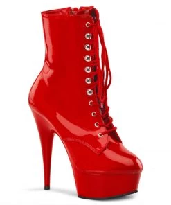 Pleaser Direct Larger Size Shoes Delight 1020 Red Patent Ankle Boots