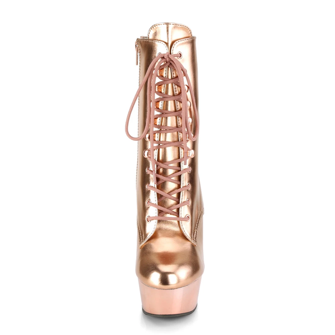 Pleaser Direct Larger Size Shoes Delight 1020 Rose Gold Matte Platform Boots 2 Pleaser Direct Larger Size Shoes Delight 1020 Rose Gold Matte Platform Boots