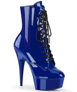 Pleaser Direct Delight 1020 Royal Blue Patent Ankle Boots