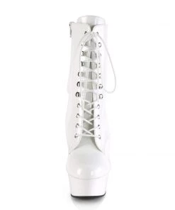 Pleaser Direct Delight 1020 White Patent Ankle Boots Larger Size Shoes