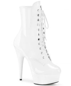 Pleaser Direct Delight 1020 White Patent Ankle Boots Larger Size Shoes