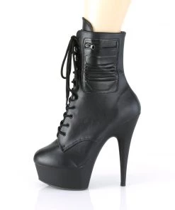 Pleaser Direct Delight 1020PK Black Leather Ankle Boots 7 Pleaser Direct Delight 1020PK Black Leather Ankle Boots