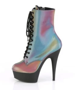 Pleaser Direct Larger Size Shoes Delight 1020REFL Rainbow Reflective Ankle Boots