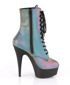 Pleaser Direct Larger Size Shoes Delight 1020REFL Rainbow Reflective Ankle Boots