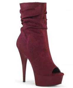 Pleaser Direct Delight 1031 Burgundy Faux Suede Slouched Ankle Boots Larger Size Shoes