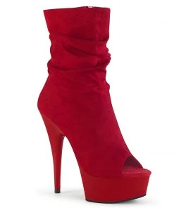 Pleaser Larger Size Shoes DELIGHT 1031 Red Vegan Ankle/Mid-Calf Boots