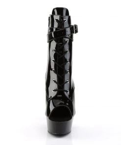 Pleaser Direct Delight 1033 Black Patent Buckled Ankle Boots Platform Shoes