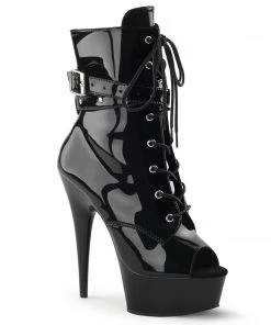 Pleaser Direct Delight 1033 Black Patent Buckled Ankle Boots Platform Shoes