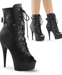 Pleaser Direct Delight 1033 Black Buckled Ankle Boots Platform Shoes