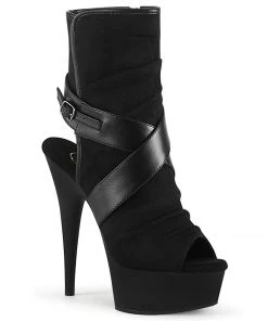Pleaser DELIGHT 1034 Black Vegan Ankle/Mid-Calf Boots Larger Size Shoes