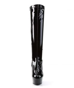 Pleaser Direct Delight 2000 Black Patent Knee High Boots
