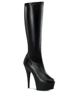 Pleaser Direct Delight 2000 Black Matte Knee High Boots Larger Size Shoes