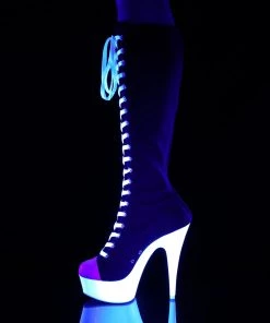 Pleaser Direct Delight 2000SK02 Black Lace Up Knee High Boots 7 Pleaser Direct Delight 2000SK02 Black Lace Up Knee High Boots