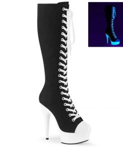 Pleaser Direct Delight 2000SK02 Black Lace Up Knee High Boots