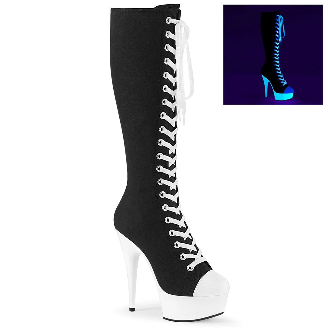 Pleaser Direct Delight 2000SK02 Black Lace Up Knee High Boots 1 Pleaser Direct Delight 2000SK02 Black Lace Up Knee High Boots
