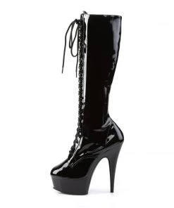 Pleaser Direct Delight 2023 Black Knee High Lace Up Boots