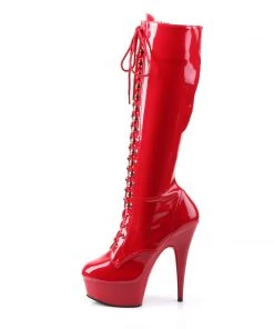 Pleaser Direct Delight 2023 Red Knee High Lace Up Boots 7 Pleaser Direct Delight 2023 Red Knee High Lace Up Boots