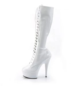Pleaser Direct Larger Size Shoes Delight 2023 White Knee High Lace Up Boots