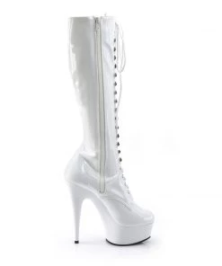 Pleaser Direct Larger Size Shoes Delight 2023 White Knee High Lace Up Boots