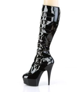 Pleaser Direct Larger Size Shoes Delight 2049 Black Buckle Calf Boots