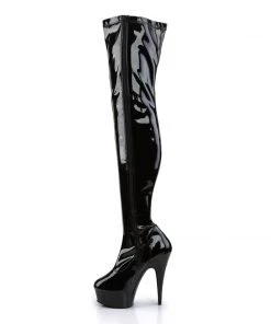 Pleaser Direct Delight 3000 Black Patent Thigh High Boots