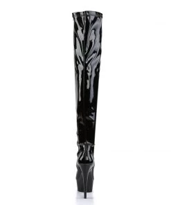 Pleaser Direct Delight 3000 Black Patent Thigh High Boots