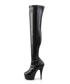 Pleaser Direct Larger Size Shoes Delight 3000 Black Matte Thigh High Boots