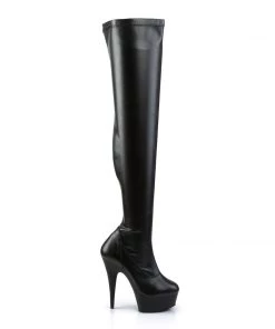 Pleaser Direct Larger Size Shoes Delight 3000 Black Matte Thigh High Boots