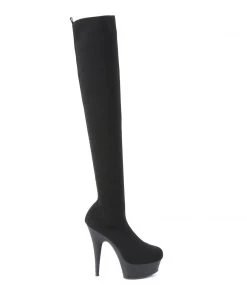 Pleaser Direct Delight 3002-1 Black Knit Thigh High Boots Larger Size Shoes
