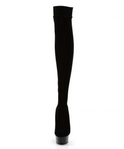 Pleaser Direct Delight 3002 Black Thigh High Boots Larger Size Shoes